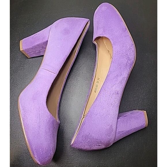IDIFU RO2 Purple Suede Pumps Women’s 11 Mid Chunky Heel Retro 80s 90s GUC - Picture 9 of 9